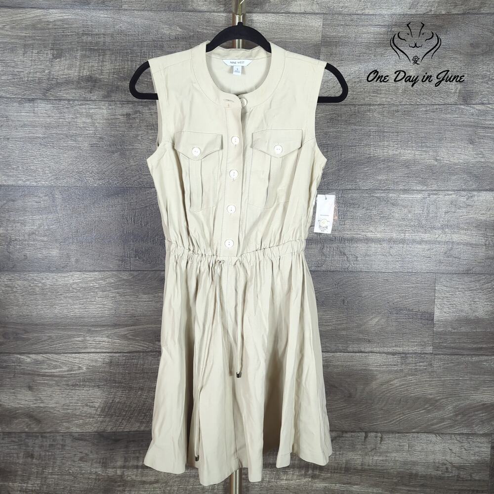 Nine West Sleeveless Tie Waist Dress Size S